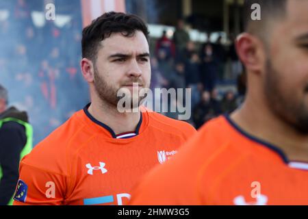 Amsterdam, Niederlande. 12th. Februar 2022. AMSTERDAM, NIEDERLANDE - 12. FEBRUAR: Caleb Korteweg aus den Niederlanden während des Rugby-Europa-Meisterschaftsspiel zwischen den Niederlanden und Georgien im Nationaal Rugby Centrum Amsterdam am 12. Februar 2022 in Amsterdam, Niederlande (Foto von Hans van der Valk/Orange Picics) Credit: Orange Pics BV/Alamy Live News Stockfoto