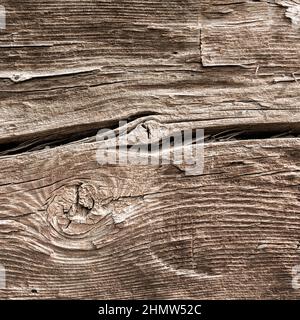 Altes Holz mit rissförmiger Textur Hintergrund Stockfoto