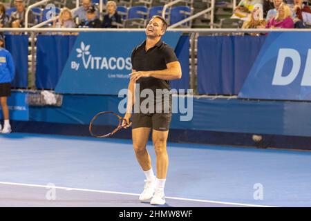 Delray Beach, Usa. 11th. Februar 2022. Jan-Michael Gambill (USA) bei der ATP Champions, Legends Tour bei den Delray Beach Open 2022 in Florida in Aktion gesehen. Endergebnis; Tommy Haas 1:0 Jan-Michael Gambill. Kredit: SOPA Images Limited/Alamy Live Nachrichten Stockfoto