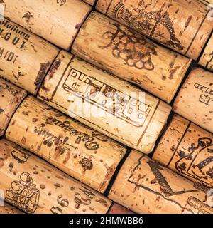 Weinkorken Hintergrund Stockfoto