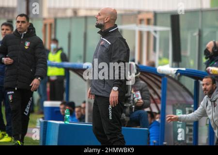 Stellone Roberto Trainer Reggina während Reggina 1914 gegen FC Crotone, italienisches Fußballspiel der Serie B in Reggio Calabria, Italien, Februar 12 2022 Stockfoto