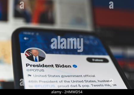 Der Präsident der Vereinigten Staaten von Amerika, Joe Biden, ist offizieller twitter-Account Stockfoto