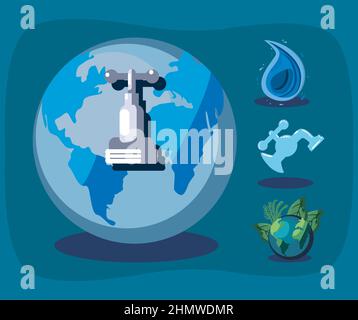 Satz von Symbolen für den Wassertag Stock Vektor