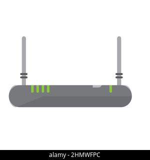 Flaches Symbol des Routers – Abbildung des Modems mit Wireless-Zeichen. Flaches Design, Symbol für Büroausstattung Stock Vektor