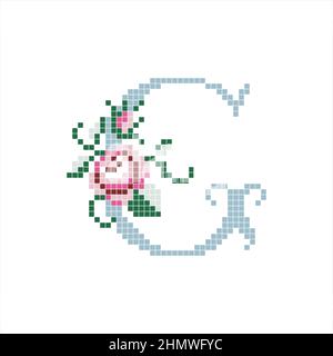 Großbuchstabe g mit Rose. Stock Vektor