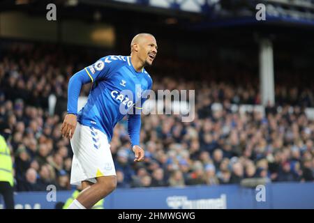 LIVERPOOL, GROSSBRITANNIEN. FEB 12th Salomón Rondón von Everton während des Premier League-Spiels zwischen Everton und Leeds United im Goodison Park, Liverpool, am Samstag, 12th. Februar 2022. (Kredit: Pat Scaasi | MI Nachrichten) Kredit: MI Nachrichten & Sport /Alamy Live Nachrichten Stockfoto