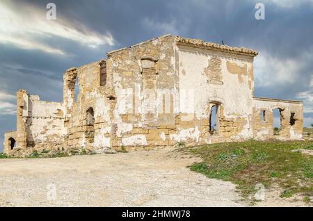 Verlassene Haus im Dorf Osuna, Sevilla, Spanien. Stockfoto