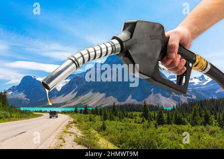 Aufladen von Gas umweltfreundlich auf der Autobahn Stockfoto