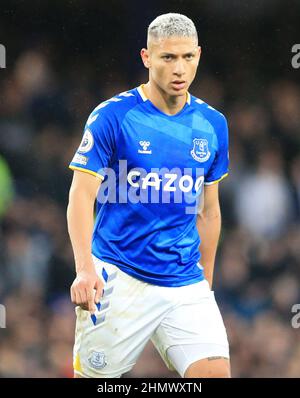 Liverpool, Großbritannien. 12th. Februar 2022 ; Goodison Park, Liverpool, England; Premier League Football, Everton versus Leeds; Richarlison of Everton Credit: Action Plus Sports Images/Alamy Live News Stockfoto