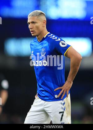 Liverpool, Großbritannien. 12th. Februar 2022 ; Goodison Park, Liverpool, England; Premier League Football, Everton versus Leeds; Richarlison of Everton Credit: Action Plus Sports Images/Alamy Live News Stockfoto