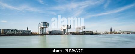 Rheinau Harbour Panorama in Köln Stockfoto