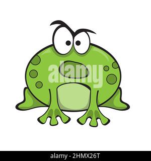Eine Cartoon-Illustration eines Frosches, der wütend aussieht und schreit. Emotionaler Kindercharakter auf weißem Hintergrund Stock Vektor