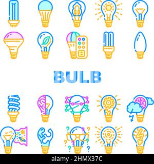 Leuchtmittel Beleuchtung Elektrisches Zubehör Symbole Set Vektor Stock Vektor