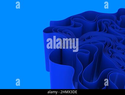 Abstrakt gewellter Splines Hintergrund, glatte Linien, gefaltete Kunststoff oder Stoffe, 3D Rendering Illustration Stockfoto