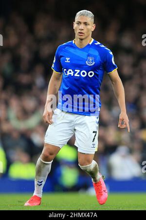 Liverpool, Großbritannien. 12th. Februar 2022 ; Goodison Park, Liverpool, England; Premier League Football, Everton versus Leeds; Richarlison of Everton Credit: Action Plus Sports Images/Alamy Live News Stockfoto