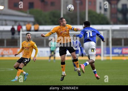 NEWPORT, GROSSBRITANNIEN. FEB 12th während des Sky Bet League 2-Spiels zwischen Newport County und Oldham Athletic bei der Rodney Parade, Newport am Samstag, 12th. Februar 2022. (Kredit: Eddie Garvey | MI Nachrichten) Kredit: MI Nachrichten & Sport /Alamy Live Nachrichten Stockfoto