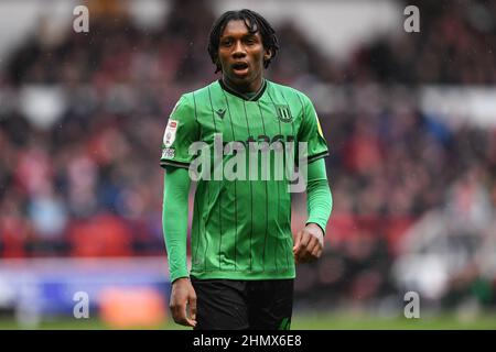 NOTTINGHAM, GROSSBRITANNIEN. FEB 12th während des Sky Bet Championship-Spiels zwischen Nottingham Forest und Stoke City am City Ground, Nottingham, am Samstag, 12th. Februar 2022. (Kredit: Jon Hobley | MI News) Kredit: MI Nachrichten & Sport /Alamy Live News Stockfoto