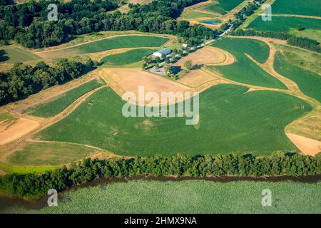 Luftbild von Ackerland an der Ostküste von Maryland Stockfoto