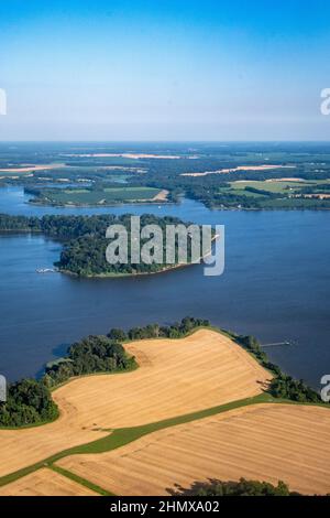 Luftbild von Ackerland an der Ostküste von Maryland Stockfoto