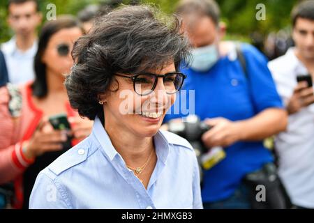 Rachida Dati, Mitglied der französischen rechten Partei Les Republicains (LR), seit sie ihre eigene Partei namens "Soyons libres" (SL) gegründet hat, während des Jahres Stockfoto