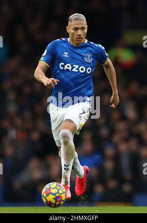 Liverpool, England, 12th. Februar 2022. Richarlison von Everton während des Spiels der Premier League im Goodison Park, Liverpool. Bildnachweis sollte lauten: Darren Staples / Sportimage Credit: Sportimage/Alamy Live News Stockfoto