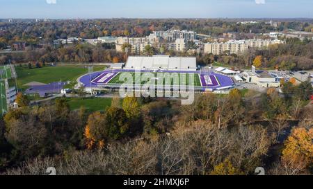 WESTERN Alumni Stadium in London, Ontario, Kanada, Heimstadion der Western Mustangs Fußball- und Leichtathletik-Mannschaft. Stockfoto