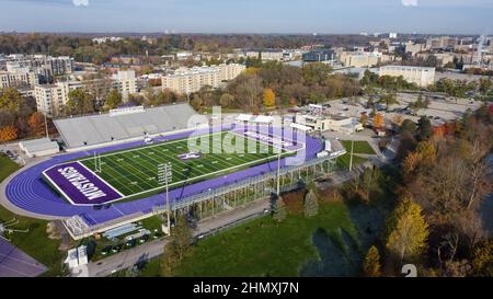 WESTERN Alumni Stadium in London, Ontario, Kanada, Heimstadion der Western Mustangs Fußball- und Leichtathletik-Mannschaft. Stockfoto