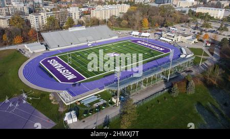 WESTERN Alumni Stadium in London, Ontario, Kanada, Heimstadion der Western Mustangs Fußball- und Leichtathletik-Mannschaft. Stockfoto