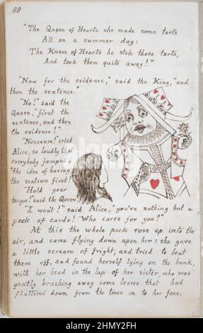 Eine handgeschriebene Seite des Originalhandschriftenbandes von Alice's Adventures Under Ground, illustriert vom Autor Lewis Carroll. Stockfoto