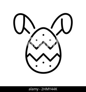 Osterei mit Kaninchenohren. Pixel Perfect, bearbeitbares Kontursymbol Stock Vektor