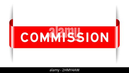 Rot eingefügtes Label-Banner mit wortkommission auf weißem Hintergrund Stock Vektor