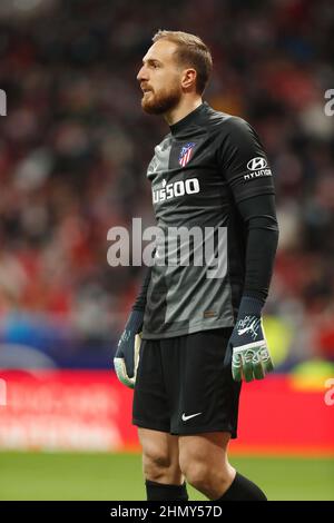 Madrid, Spanien. 12th. Februar 2022. Jan Oblak (Atletico) Fußball: Spanisches Spiel „La Liga Santander“ zwischen Club Atletico de Madrid 4-3 Getafe CF im Estadio Wanda Metropolitano in Madrid, Spanien. Quelle: Mutsu Kawamori/AFLO/Alamy Live News Stockfoto