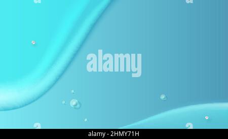Tropfende Wellen. Abstrakt blauer Hintergrund verziert weißen und transparenten Perlen. Stock Vektor