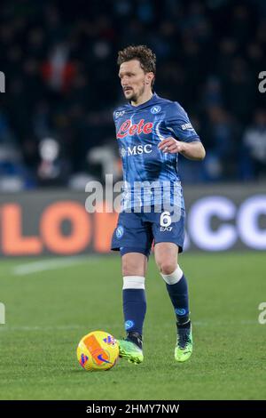 Der portugiesische Verteidiger von SSC Napoli, Mario Rui, kontrolliert den Ball während des Fußballspiels der Serie A zwischen SSC Napoli und Inter. Napoli Interdraw 1-1. Stockfoto