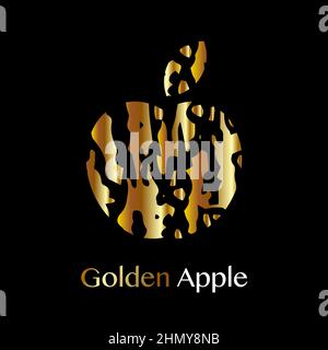 Abstrakter goldener Apfel auf schwarzem Hintergrund Stock Vektor