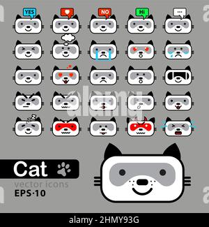 Sammlung Symbole mit verschiedenen Emotionen Panda. vektor Stock Vektor