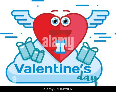 Glückliches Herz mit Geschenken in der Hand Stock Vektor