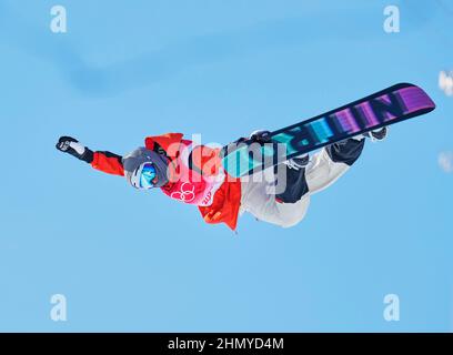 Zhangjiakou, China, Olympische Winterspiele 2022, 11. Februar 2022: Andre Hoeflich aus Deutschland beim Snowboard, Half Pipe, im Zhangjiakou Snow Park. Kim Price/CSM. Stockfoto