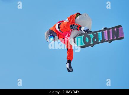 Zhangjiakou, China, Olympische Winterspiele 2022, 11. Februar 2022: Andre Hoeflich aus Deutschland beim Snowboard, Half Pipe, im Zhangjiakou Snow Park. Kim Price/CSM. Stockfoto