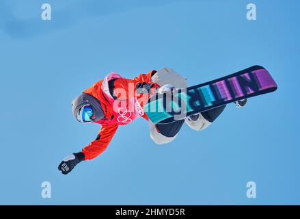 Zhangjiakou, China, Olympische Winterspiele 2022, 11. Februar 2022: Andre Hoeflich aus Deutschland beim Snowboard, Half Pipe, im Zhangjiakou Snow Park. Kim Price/CSM. Stockfoto