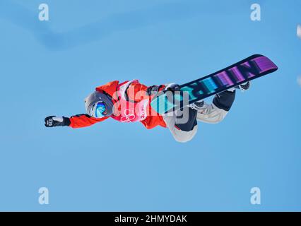 Zhangjiakou, China, Olympische Winterspiele 2022, 11. Februar 2022: Andre Hoeflich aus Deutschland beim Snowboard, Half Pipe, im Zhangjiakou Snow Park. Kim Price/CSM. Stockfoto