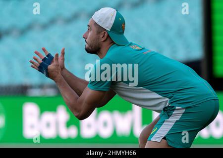 Sydney, Australien. 13th. Februar 2022. Während des zweiten Spiels der T20 International Series zwischen Australien und Sri Lanka auf dem Sydney Cricket Ground am 13. Februar 2022 in Sydney, Australien. (Nur für redaktionelle Verwendung) Credit: Izhar Ahmed Khan/Alamy Live News/Alamy Live News Stockfoto