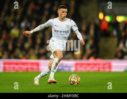 Norwich, Großbritannien. 12th. Februar 2022. 12. Februar 2022 - Norwich City gegen Manchester City - Premier League - Carrow Road Phil Foden während des Spiels in der Carrow Road Bildnachweis: Kredit: Mark Pain/Alamy Live News Stockfoto