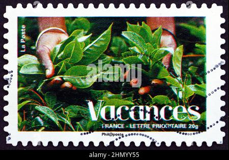 FRANKREICH - UM 2008: Eine in Frankreich gedruckte Marke zeigt Pflanze, Ferien, um 2008 Stockfoto