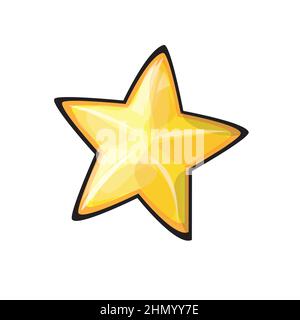 Vektorstersymbol. Level abgeschlossen. Cartoon-Rating-Symbol. UI-Element. Schaltfläche Favoriten. Score-Menü. Ergebniszeichen Stock Vektor