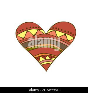 Vektorherzform. Handgezeichnetes Ornament rotes Herz. Doodle für Valentinstag Grußkarte auf weiß Stock Vektor
