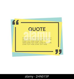 Zitat Rahmen Rahmen bunten Vektor. Anführungszeichen für Sprechblasen-Textbox. Stock Vektor