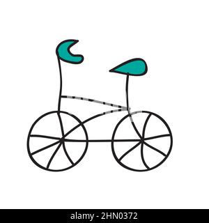 Bycicle. Doodle Bike auf dem weißen Hintergrund. Sport, Erholung. Vektorgrafik. Einfaches handgezeichnetes Dekorelement Stock Vektor