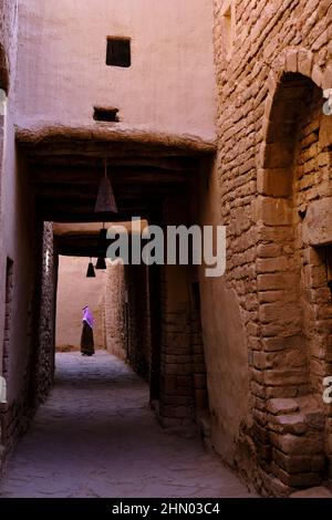 Saudi-Arabien, Region Al Madinah, Alula oder Al Ula, archäologische Stätte der Altstadt, restaurierte Gasse Stockfoto