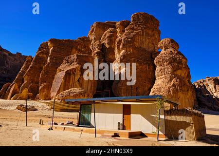 Saudi-Arabien, Region Al Madinah, Alula oder Al Ula, Habitas Hotel Stockfoto